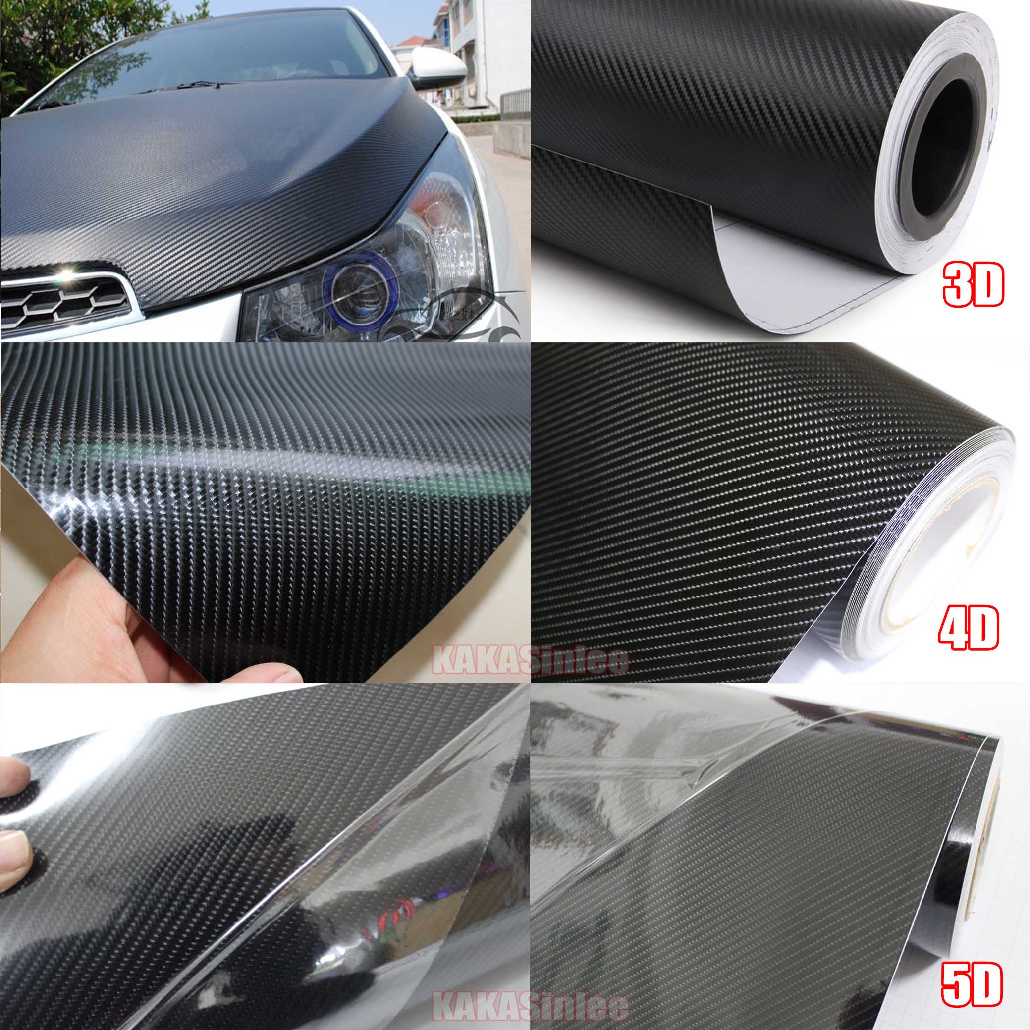 Multiple - Car 3D 4D 5D Carbon Fiber Vinyl Wrap Sticker Sheet Film ...