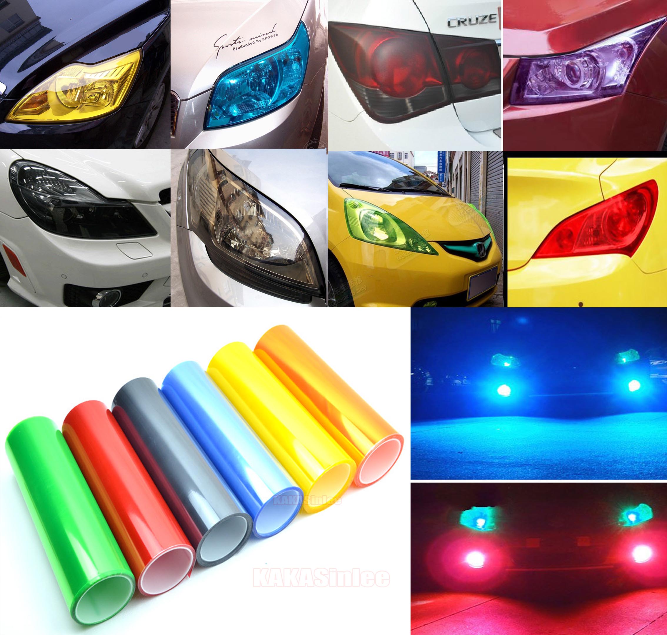 12 x 60 11 Colors Car Headlight Taillight Glossy Matte Tint Film Sticker  - CF