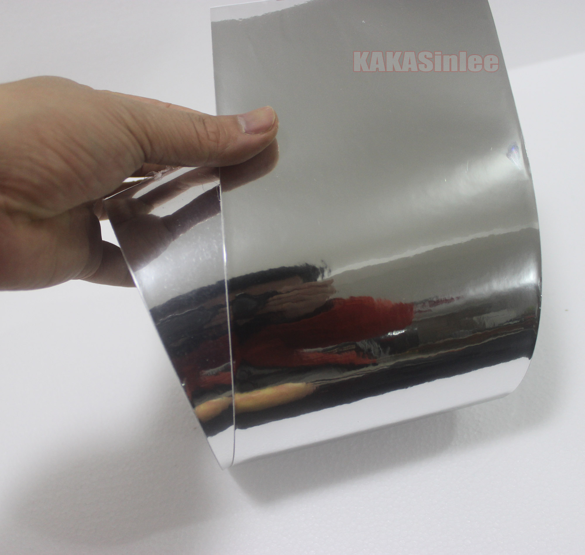 100mm Wide Adhesive Car Glossy Silver Mirror Chrome Vinyl Tape Wrap ...