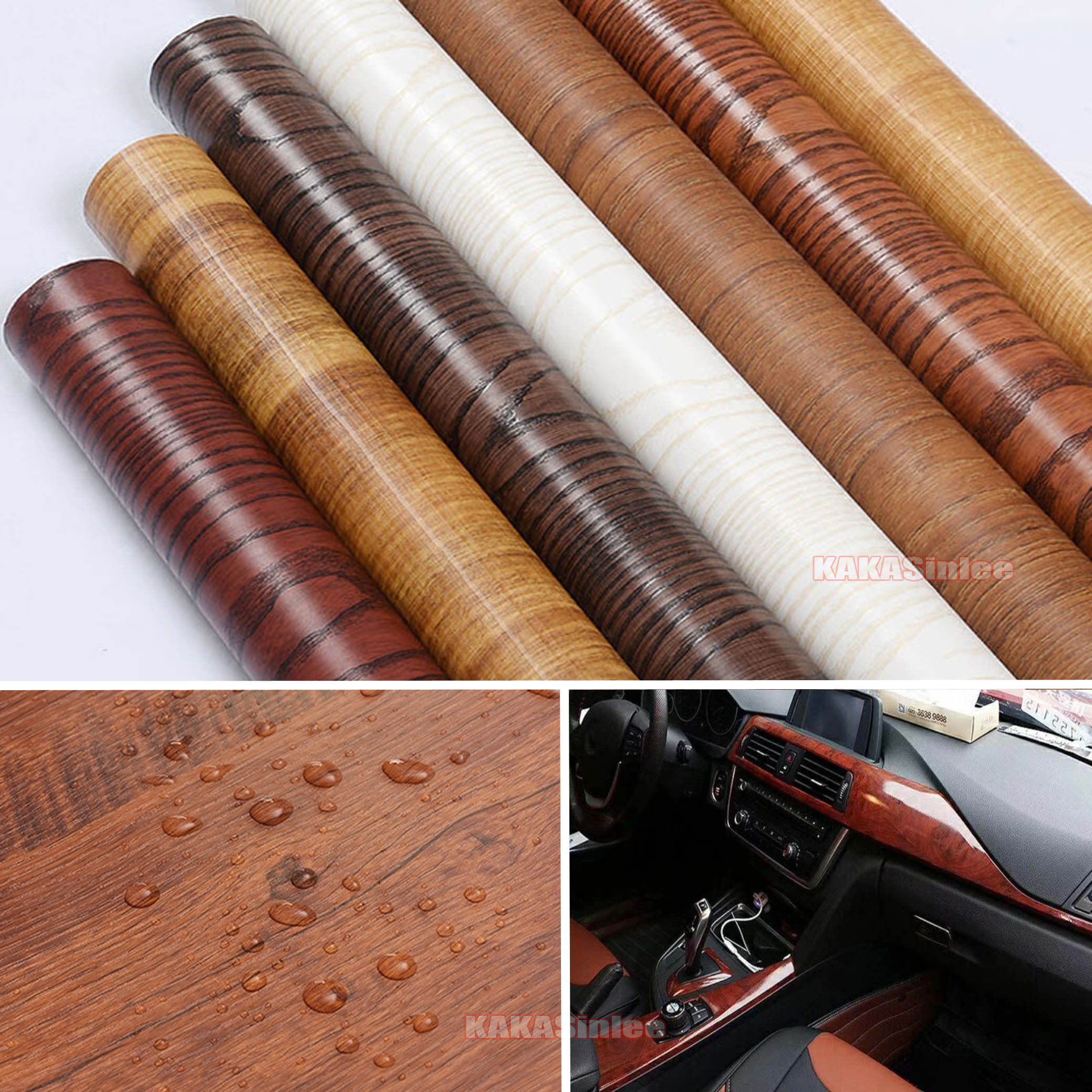 VViViD Black Ash Wood Grain Textured Adhesive Contact Paper - 48 Inch