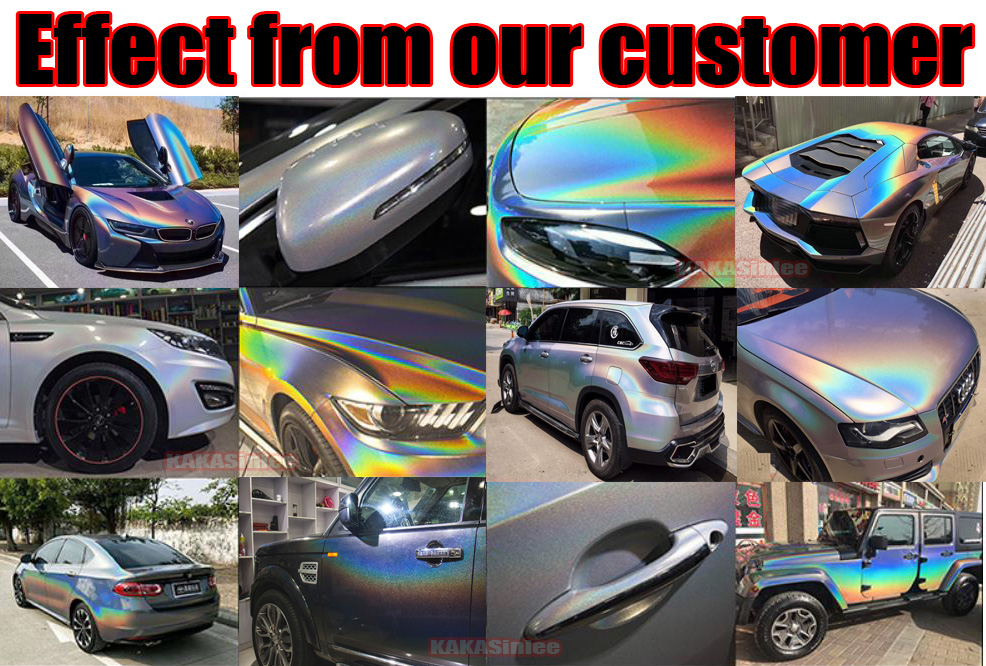 Black Car Iridescence Mirror Chrome Holographic Laser Vinyl Wrap Film  Sticker US