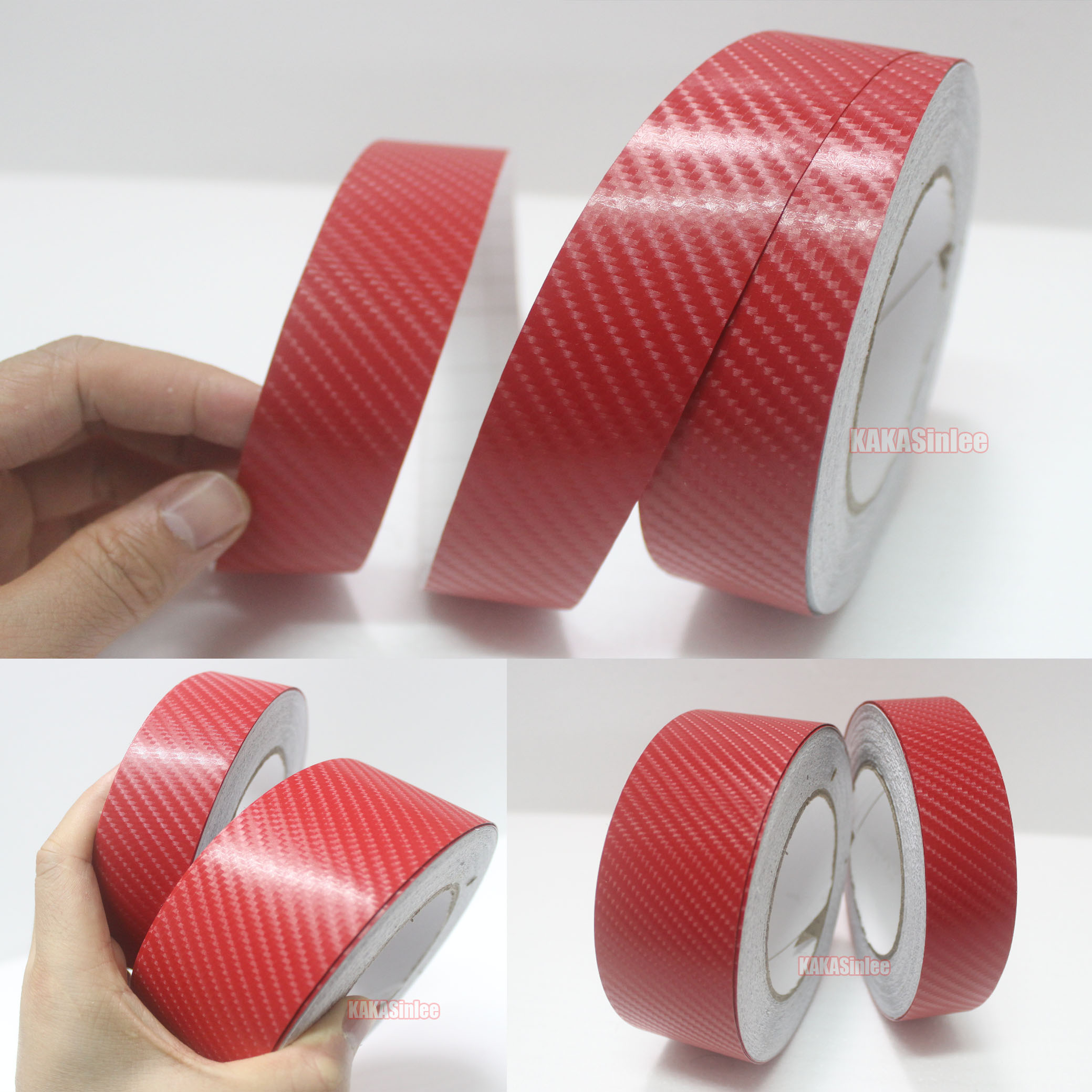 Diy Adhesive Red 4d Texture Carbon Fiber Vinyl Tape Car Wrap Sticker