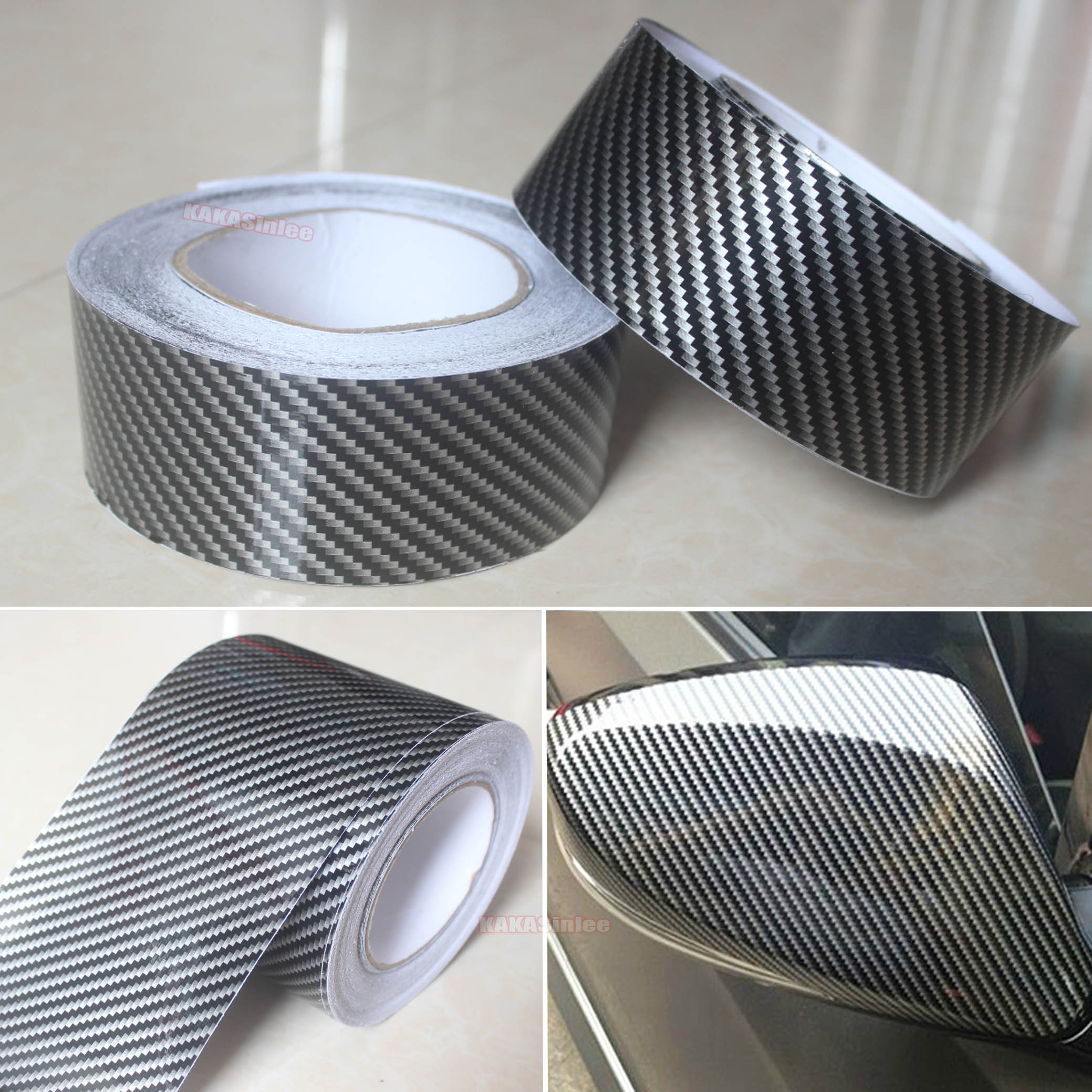 Self Adhesive Tape Vehicle 2D Glossy Black Carbon Fiber Vinyl Wrap ...