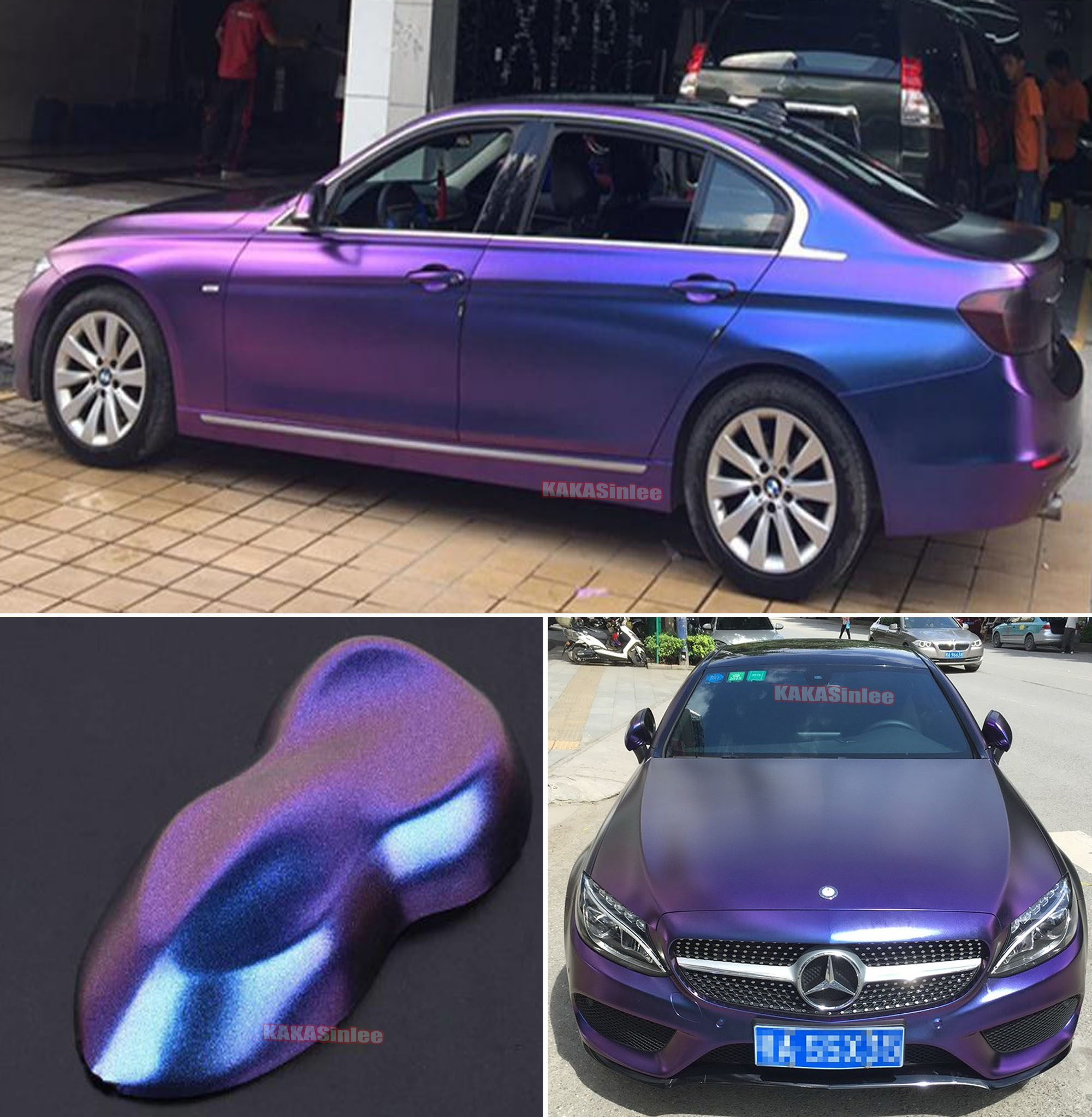 Glossy Chameleon Purple Blue car Pearl Metal