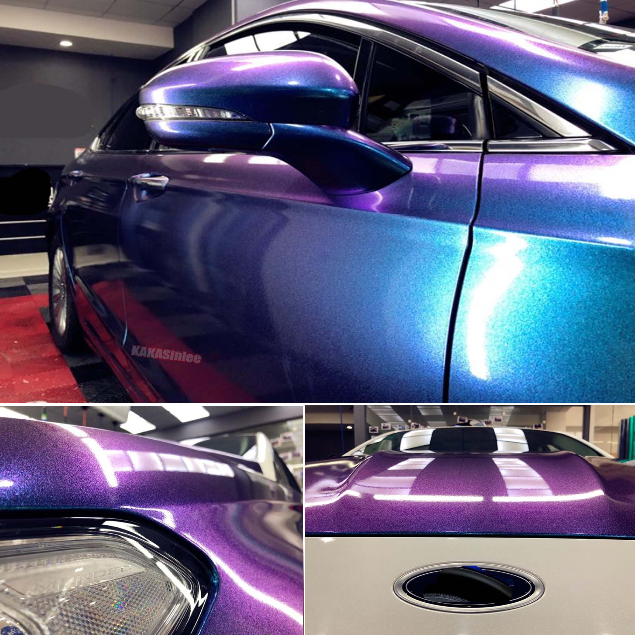 Smooth Chameleon Purple Red Satin Chrome Car Pearl Metal Vinyl Wrap ...