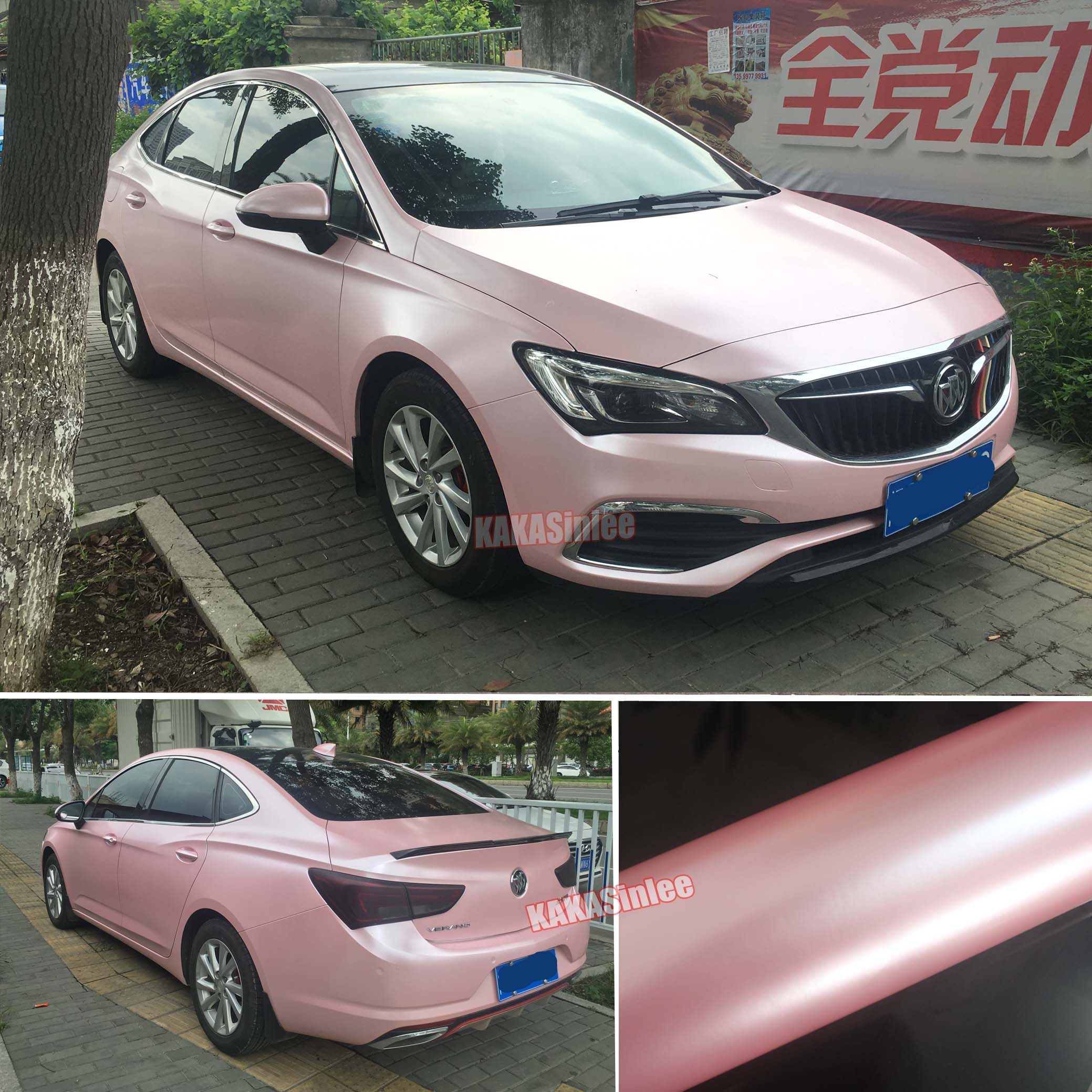 シルバーカー sakura Sakura Pink Flexible Pearl Metal Satin Chrome Vinyl Wrap Car