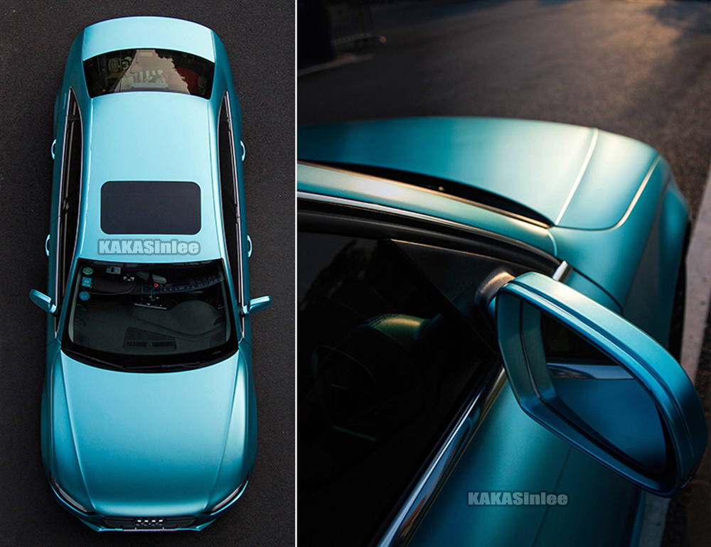 Lake Blue Entire Car Wrap Satin Chrome Glitter Pearl Metal