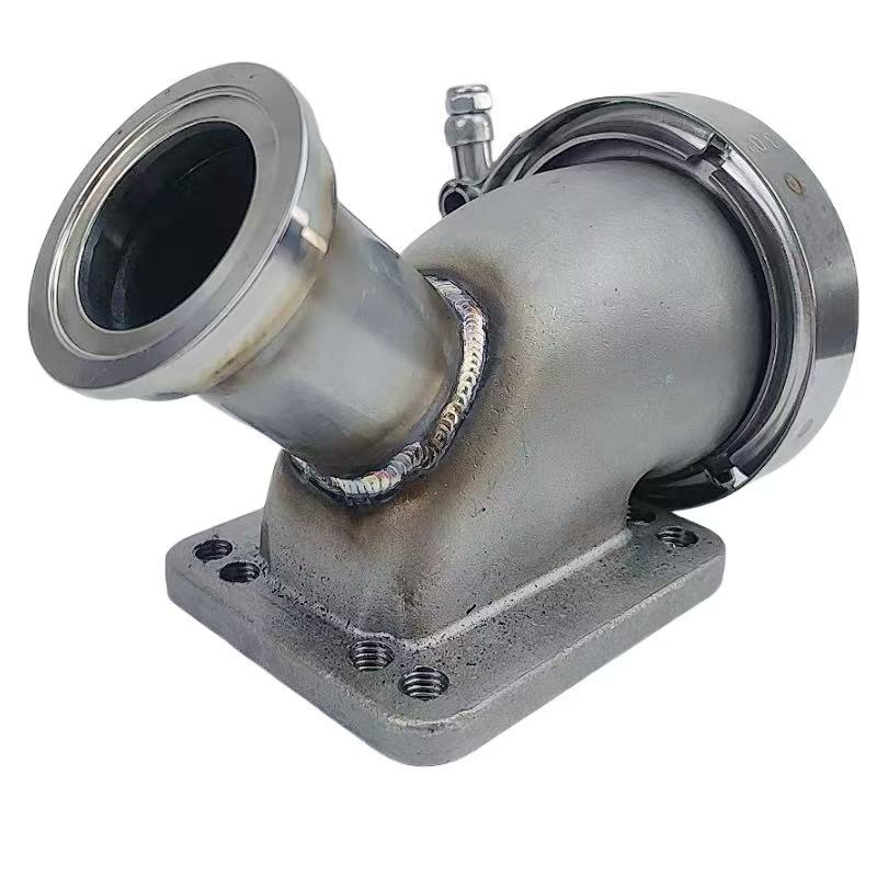 1st-racing MVR 44mm V Band External Wastegate Pipe Sets – 90 Degree Elbow Inlet + Outlet, 304 Stainless, Polished
