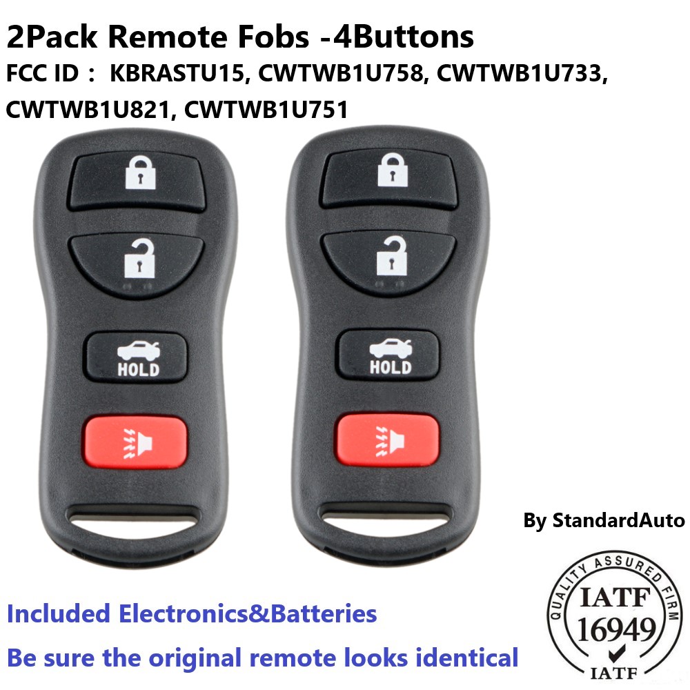 2PC Keyless Remote Control Key Fob For Nissan Maxima Altima 02-06
