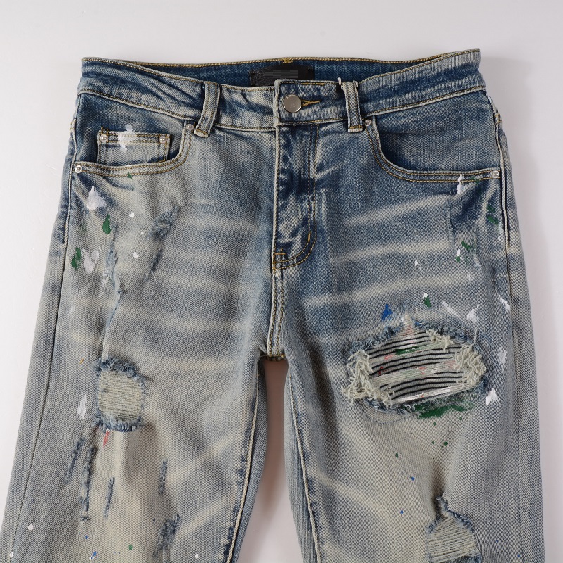【SATIIIZ】Arrant Rivet Patch Denim Pants Men's Rivet Jean
