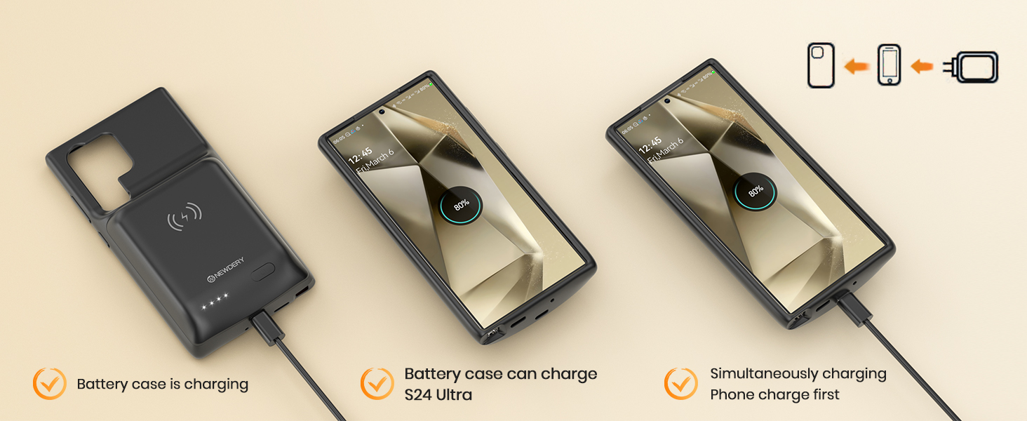 10000mAh Battery Case for Samsung S24 Ultra Wireless Charging