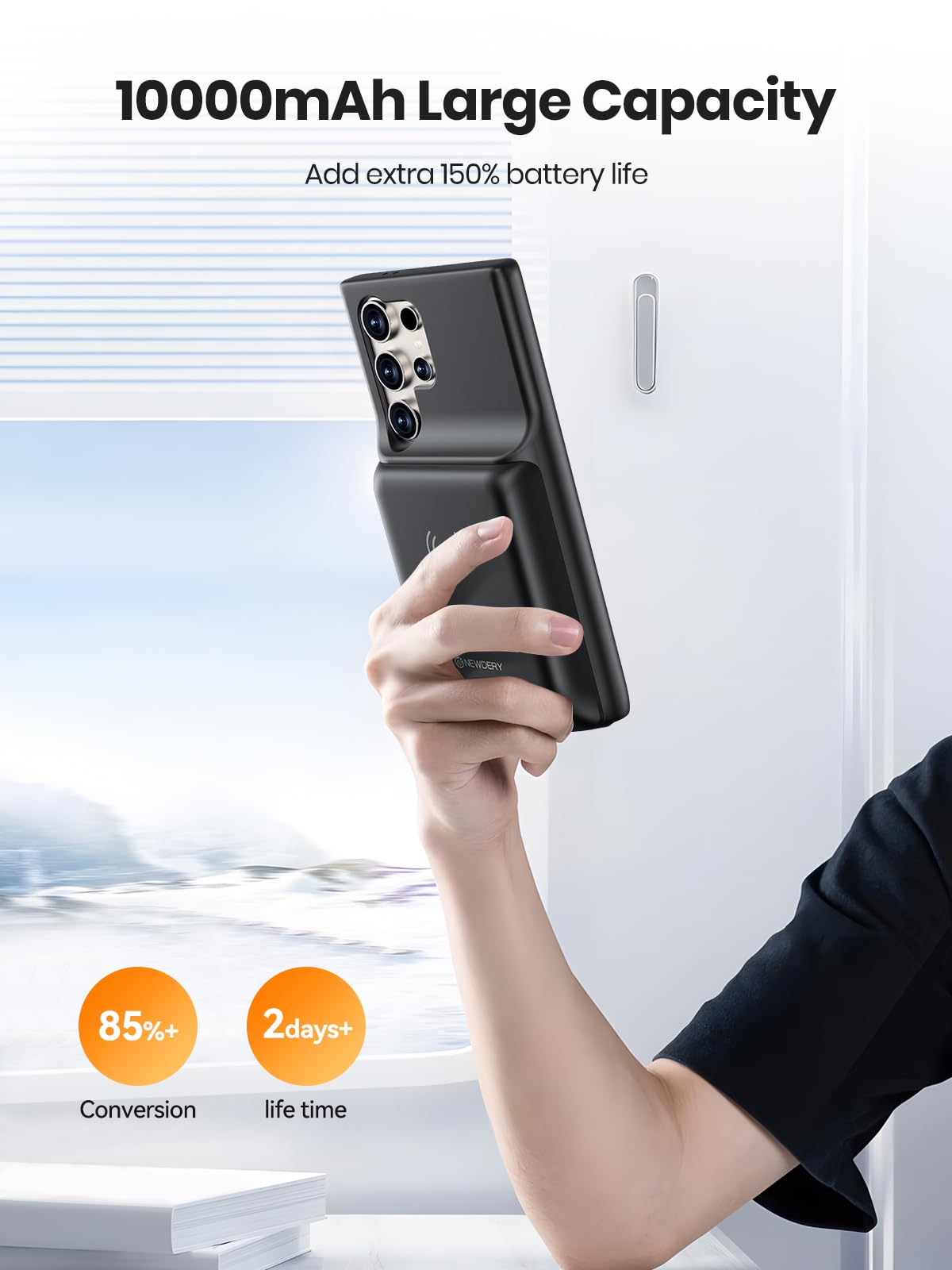 10000mAh Battery Case for Samsung S24 Ultra Wireless Charging