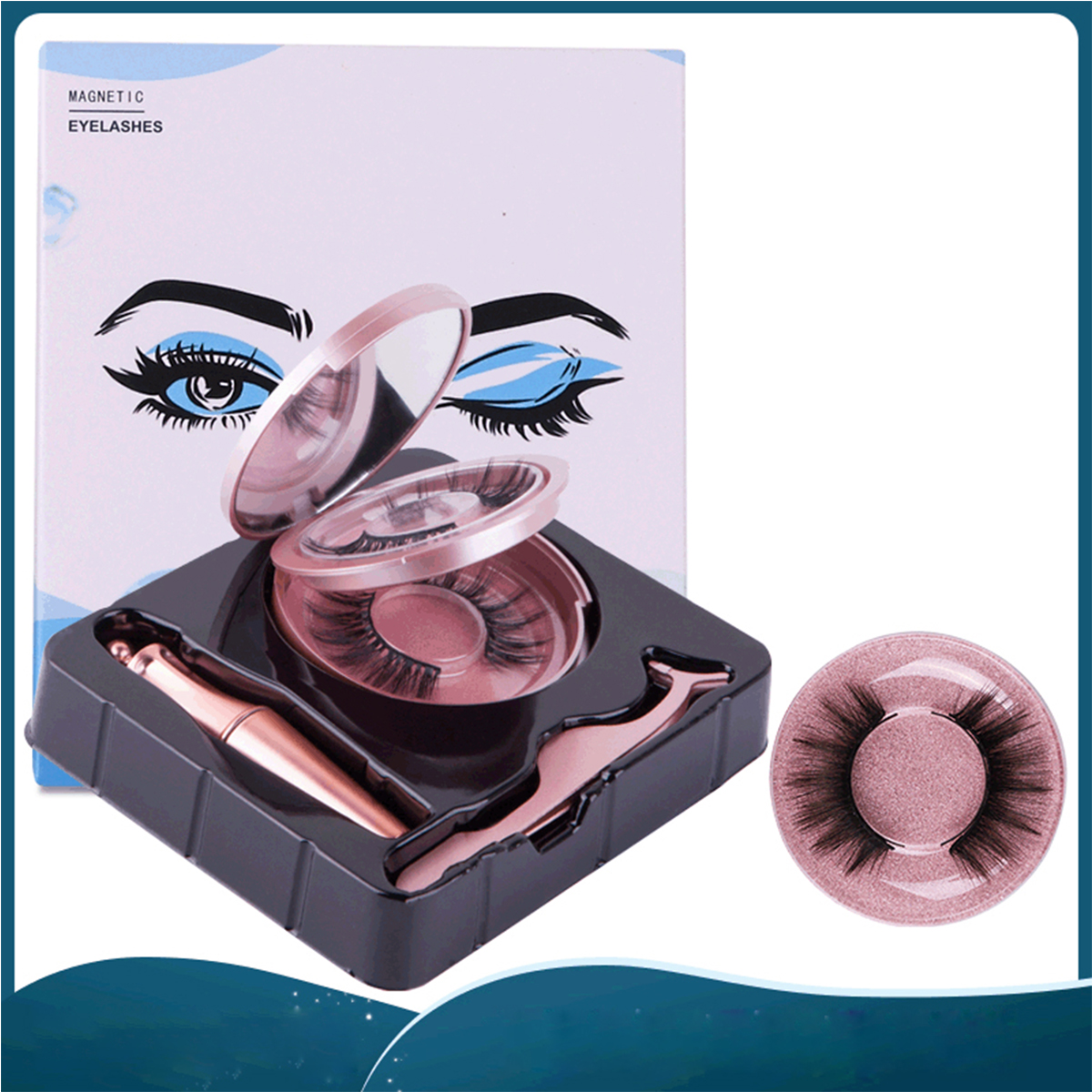 2 Paires Faux Cils Magnétique, 5 Aimants Cils Naturels 3D Réutilisables Sans Colle, EyeLiner