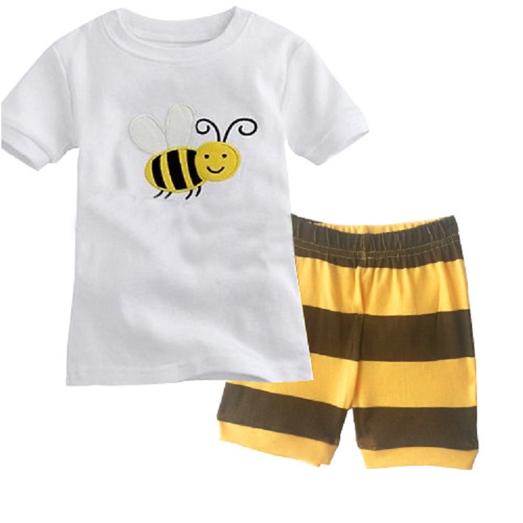 Boys Cartoon anime pajamas set 2T-7T bee nightwear cotton Short-sleeved