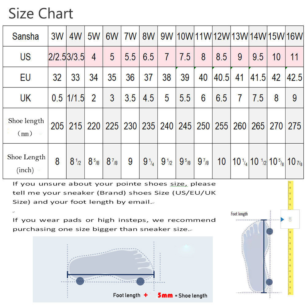 Sansha Shoe Size Chart