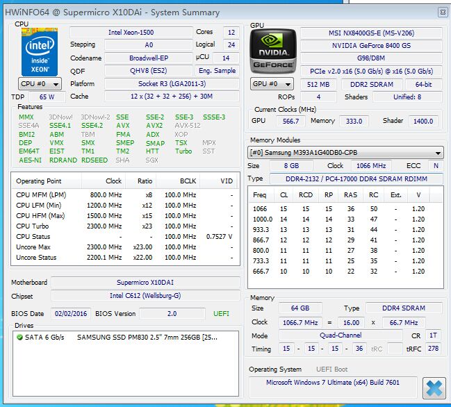 Intel Xeon E5 2650L V4 ES QHV8 1.5Ghz 12Core24Threads 30MB 65W LGA2011 ...