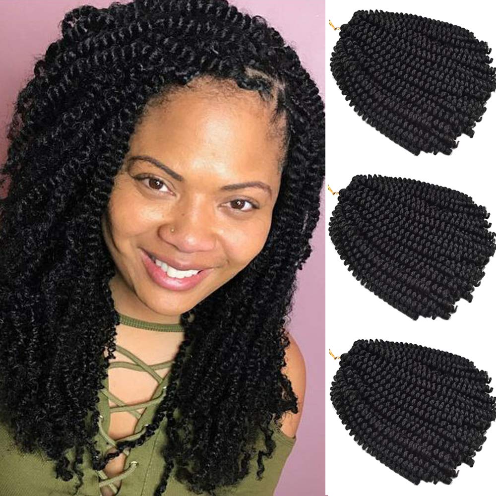 2021 Hot Selling! 8inches Fluffy Spring Twist Hair Extensions Black