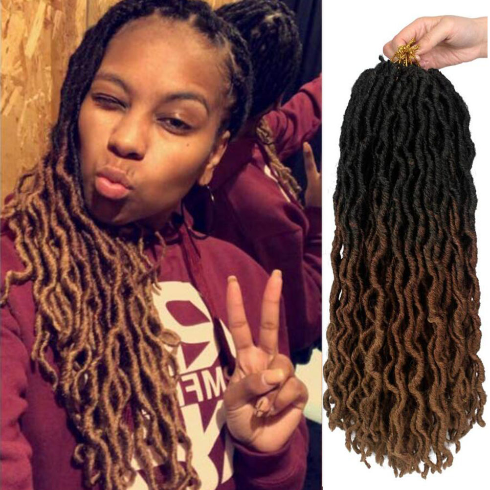 2019 New! Gypsy Locs Wavy 1Packs 18 Inch Ombre Curly Faux Locs Crochet