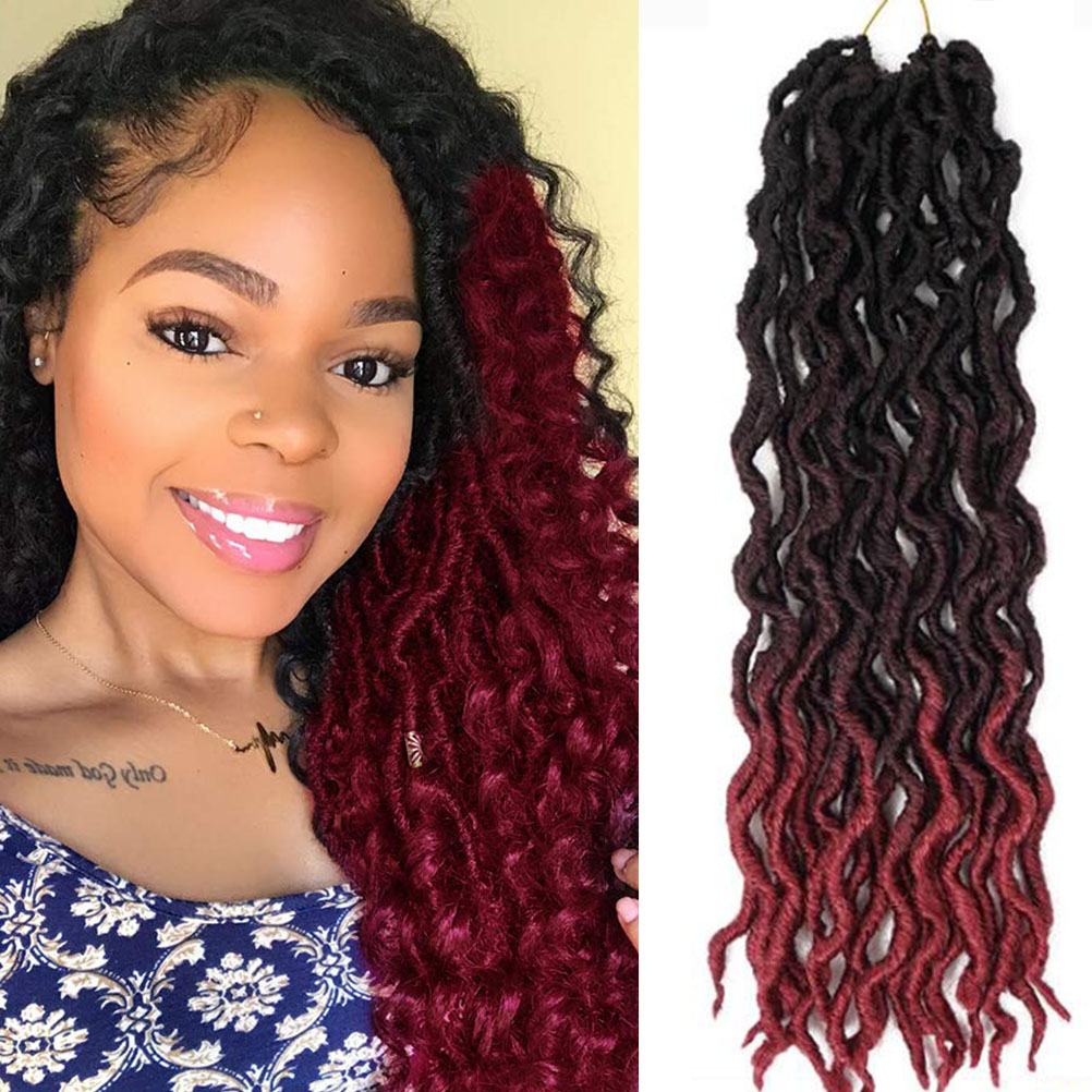 2019 New! Gypsy Locs Wavy 1Packs 18 Inch Ombre Curly Faux Locs Crochet