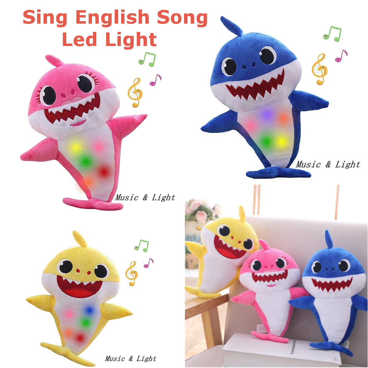 baby shark plush singing toy english