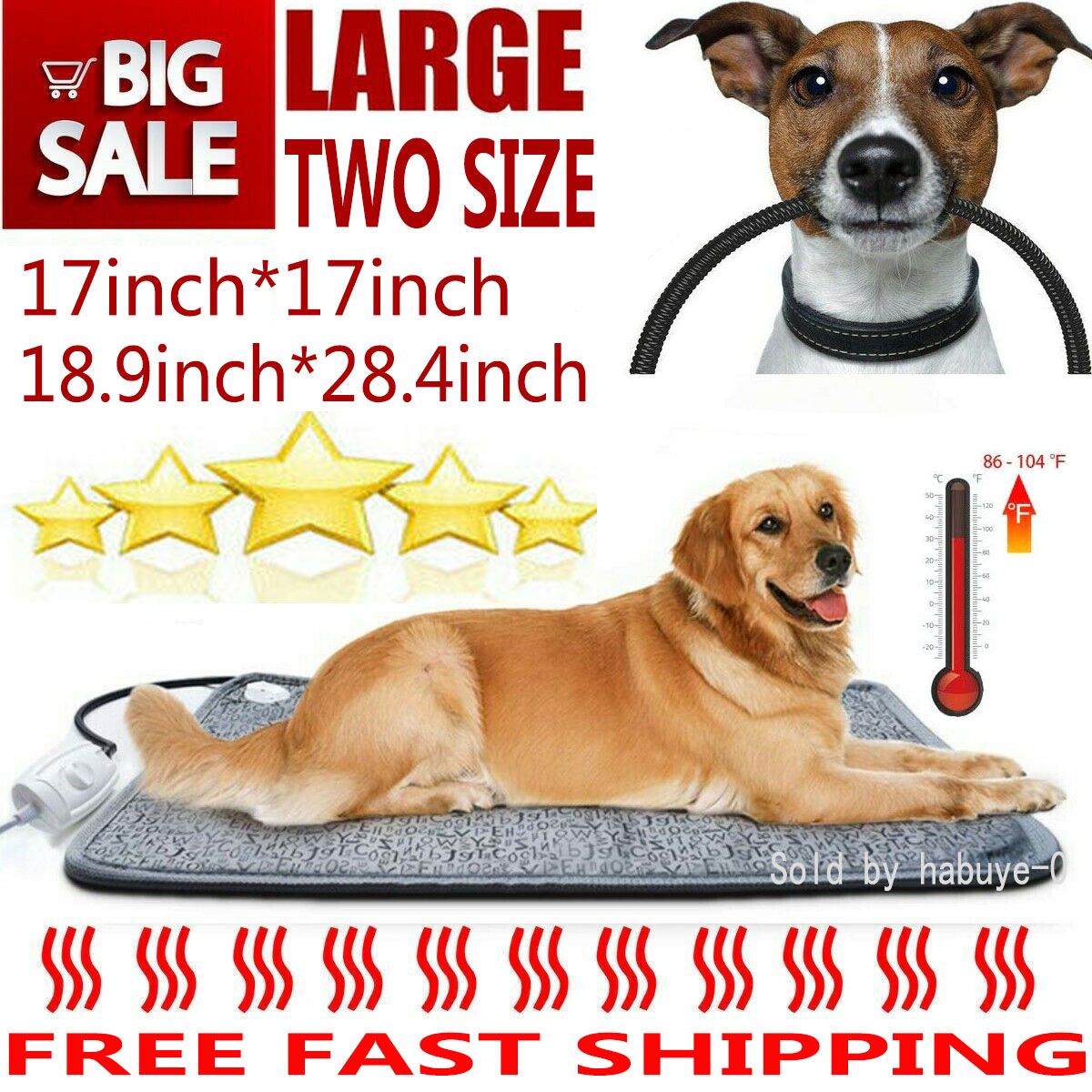 Large Heated Pet Dog Cat House Warm Waterproof Electric Heating Pads