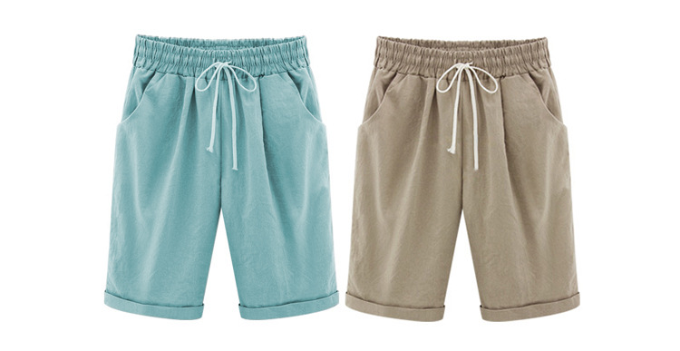 US$ 28.99 - Summer Shorts Lace Up Elastic Waistband Loose Solid Pants ...