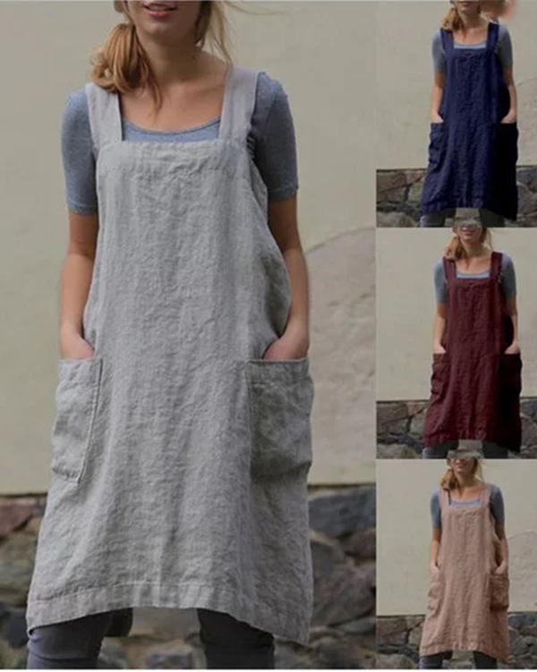US$ 22.59 - Square Neck Women Shift Daily Cotton-Blend Pockets Dress ...