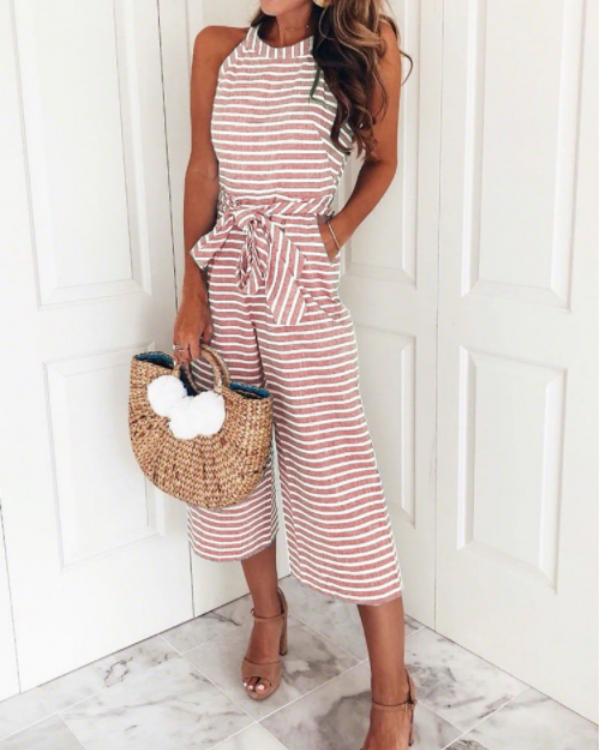 US$ 29.99 - Striped Vacation Casual Jumpsuit - www.narachic.com