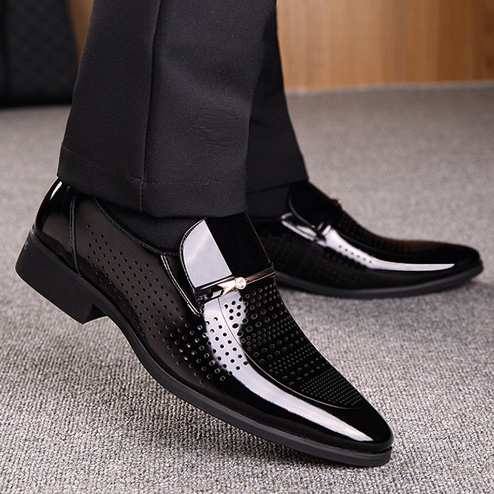 US$ 69.46 - Men Microfiber Leather Hole Breathable Casual Formal Dress ...