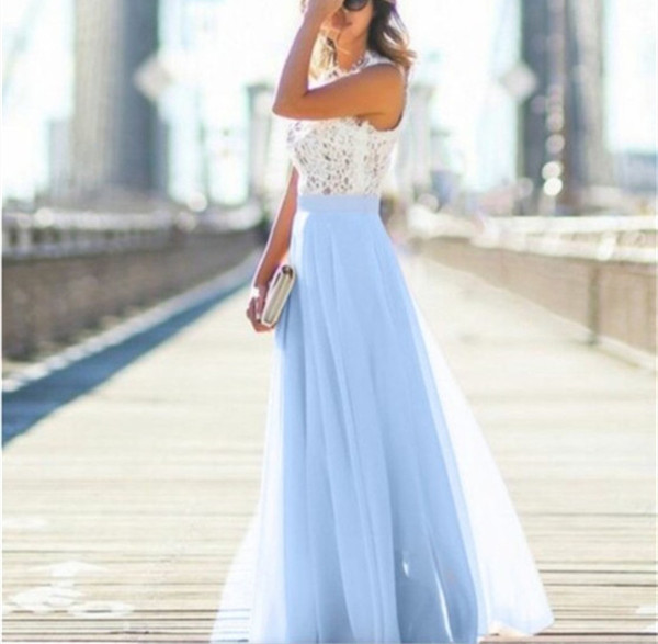 Women’s Elegant Solid Lace Tank Maxi Dress3