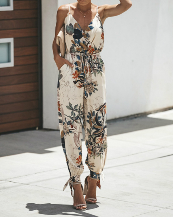 Women’s Elegant Side-Slit Floral Print Jumpsuits1