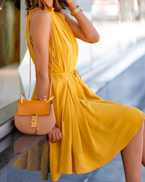 Women’s Elegant Solid Sunshine Summer Mini Dress4