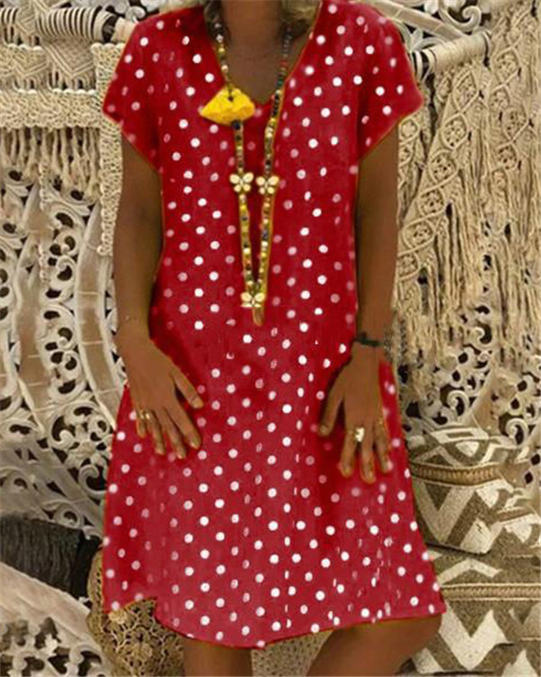 US$ 22.99 - Plus Size Dot Printed Loose Dresses - www.tangdress.com