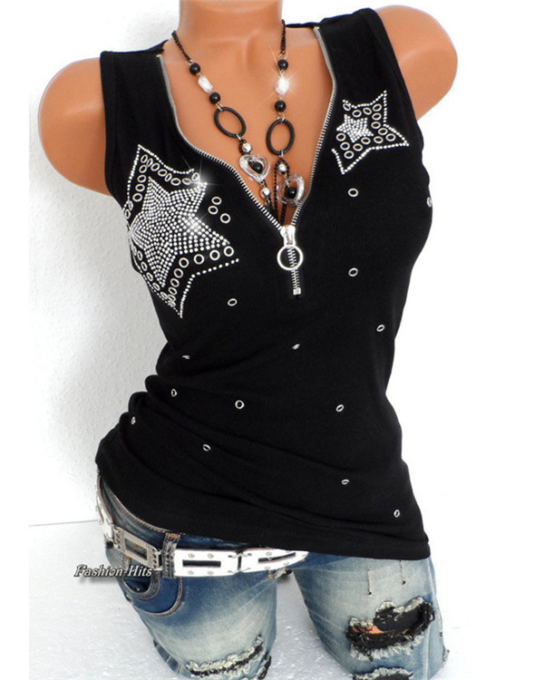 Women’s Punk & Gothic Deep V Plus Size Slim T-shirt1