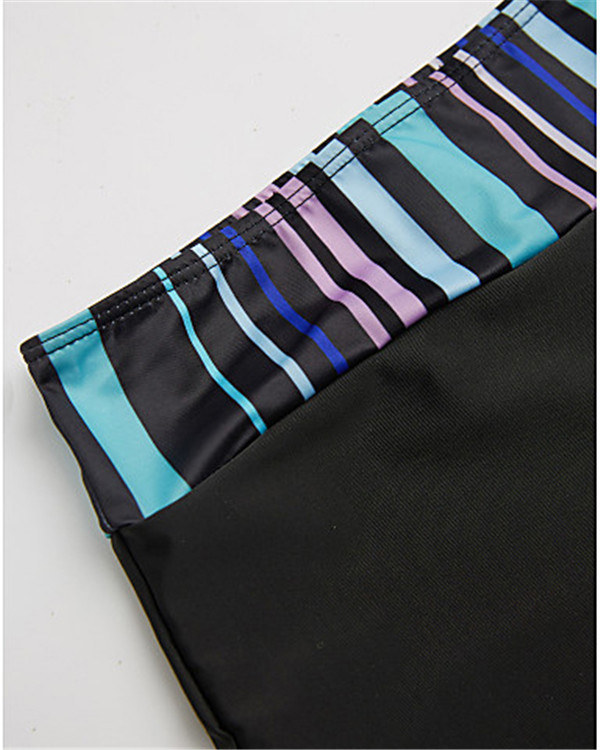 Women’s Plus Size Sporty Halter Neck Striped Print Tankini Swimwear4