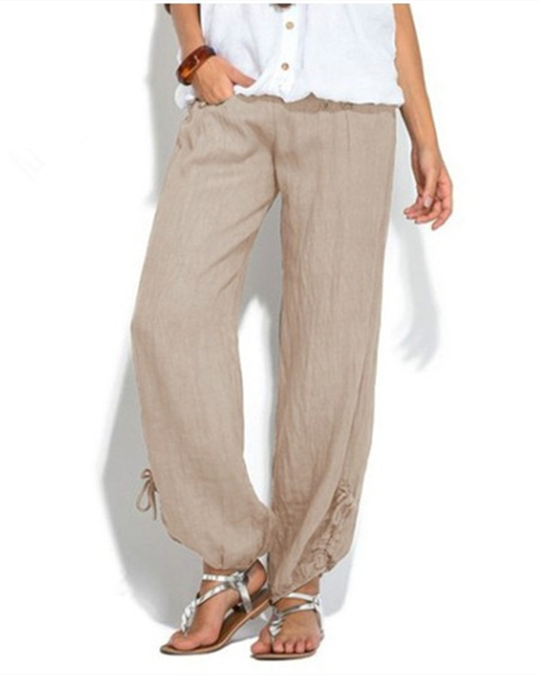 US$ 26.59 - Women Casual Button Plus Size Wide Leg Pants - www ...