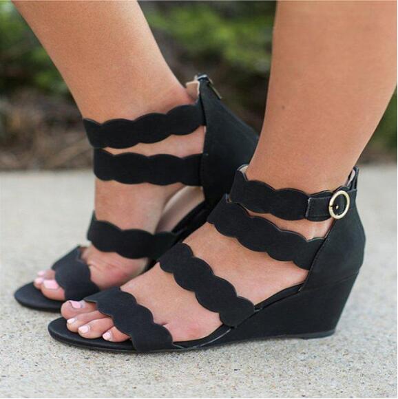 Plain Peep Toe Casual Date Wedge Sandals3