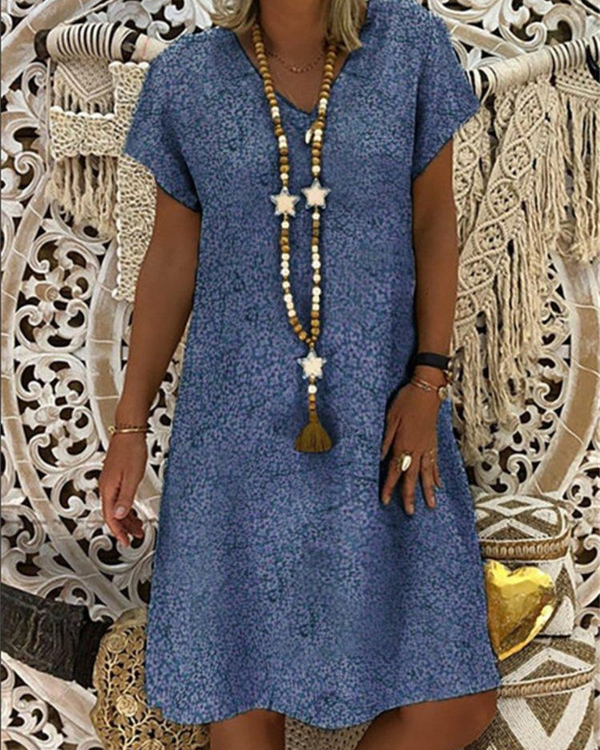 US$ 21.99 - Women Casual Short Sleeve Printed Plus Size Dress - www ...