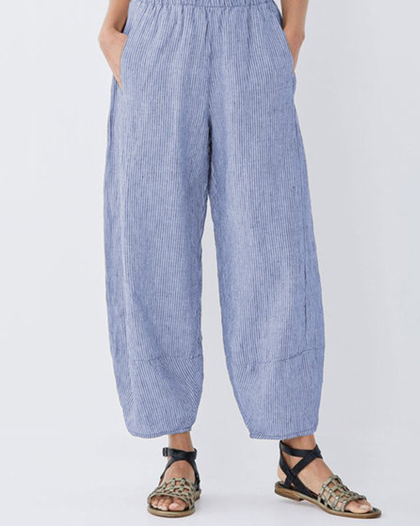 US$ 31.99 - Fashion Plus Size Striped Stitching Pockets Pants - www ...