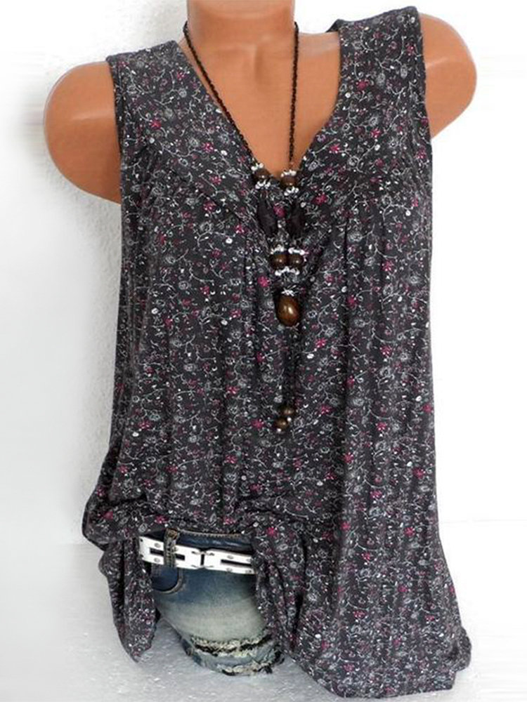 US$ 23.99 - Plus Size Sleeveless Chiffon Shirt Tops - www.narachic.com