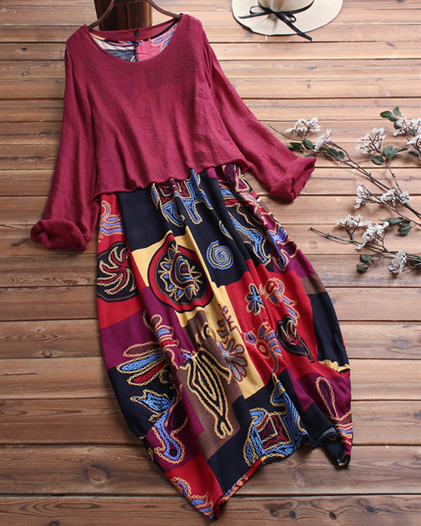 US$ 37.99 - Ethnic Print Two Pieces Maxi Dress For Women - www.narachic.com