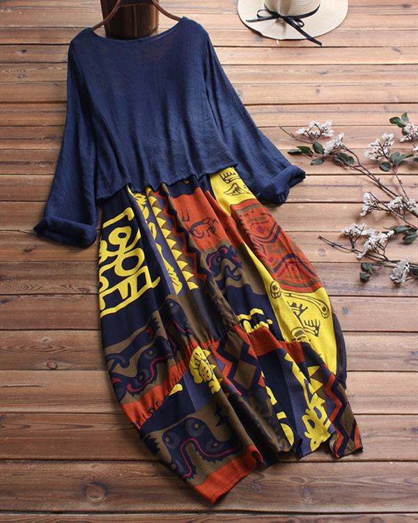 US$ 37.99 - Ethnic Print Two Pieces Maxi Dress For Women - www.narachic.com