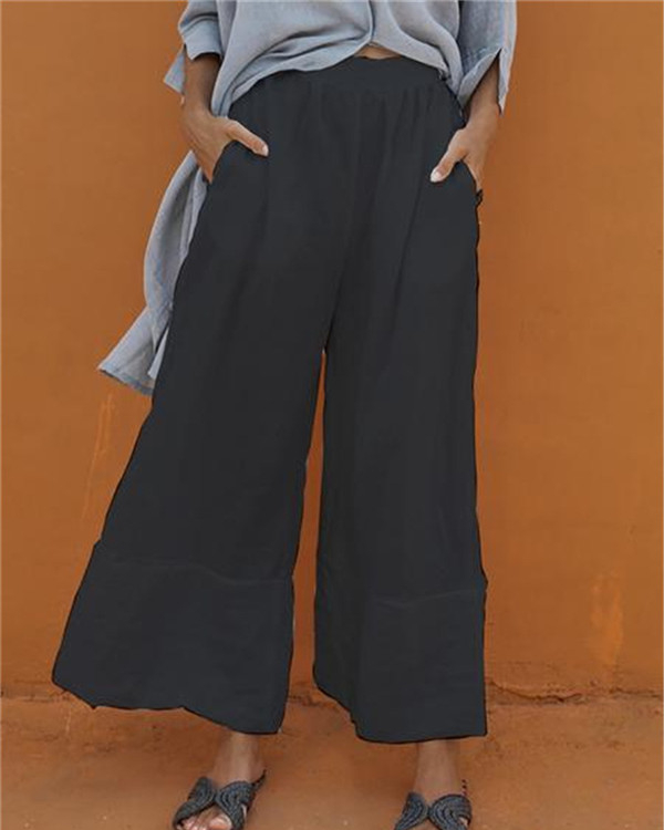 US$ 35.99 - Casual Elastic Waist Folds Wide Leg Pants - www.tangdress.com