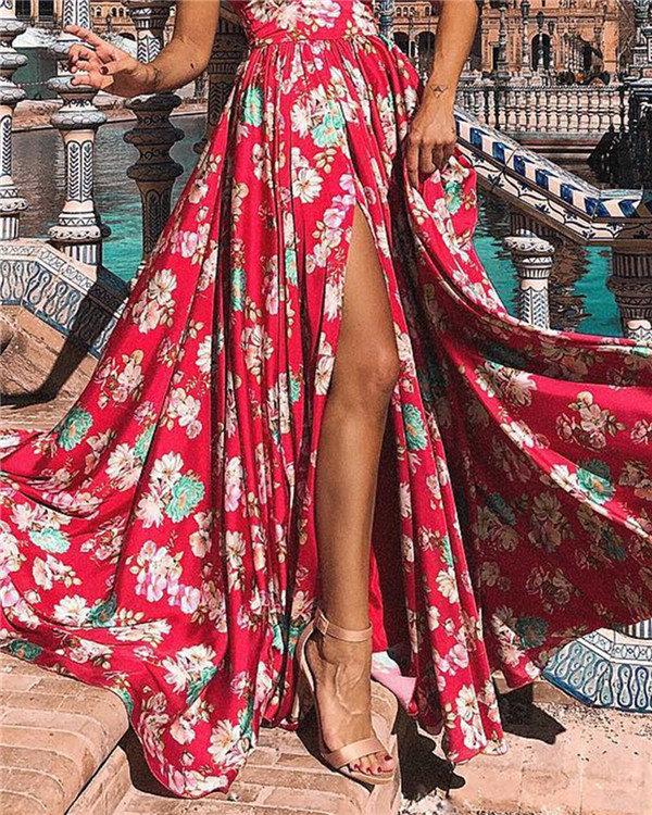 US$ 38.99 - One Shoulder Sleeveless Women Summer Floral Maxi Dress ...