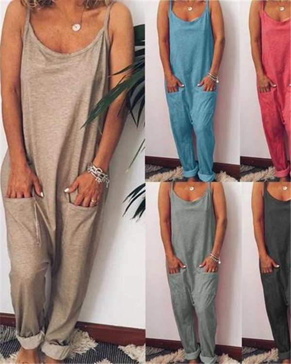 US$ 24.99 - Solid Leisure Loose Casual Summer Jumpsuits - www.narachic.com