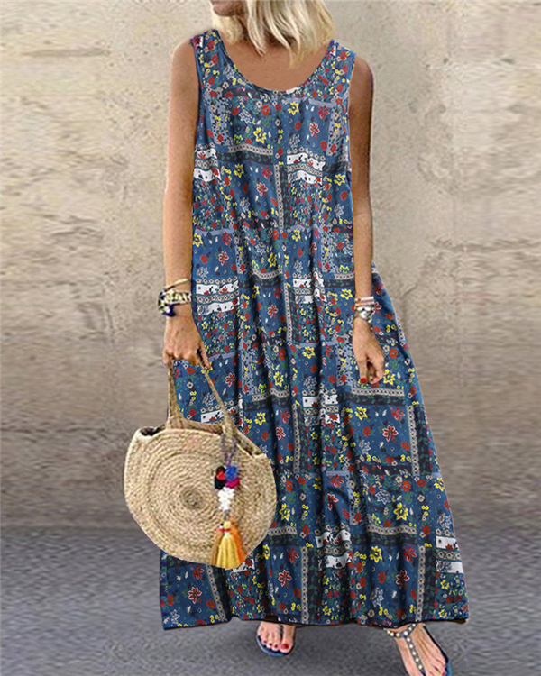 US$ 32.99 - Bohemian Print Sleeveless Summer Plus Size Maxi Dress - www ...