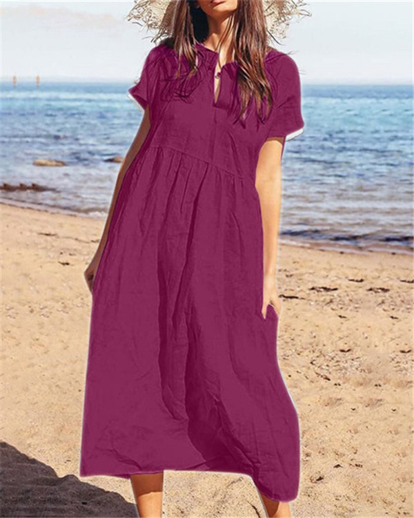 US$ 27.90 - Solid Bohemian Beach Holiday Daily Fashion Maxi Dresses ...