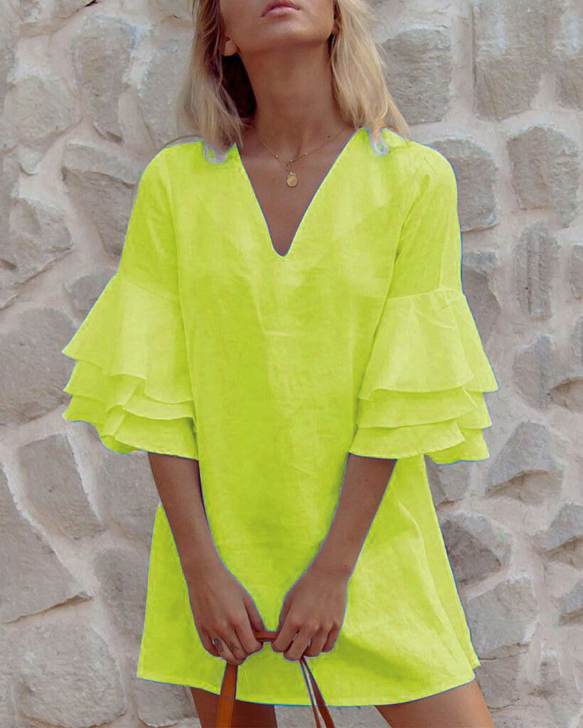 US$ 24.90 - Solid Women Bohemian Fashion Summer Holiday Mini Dresses ...