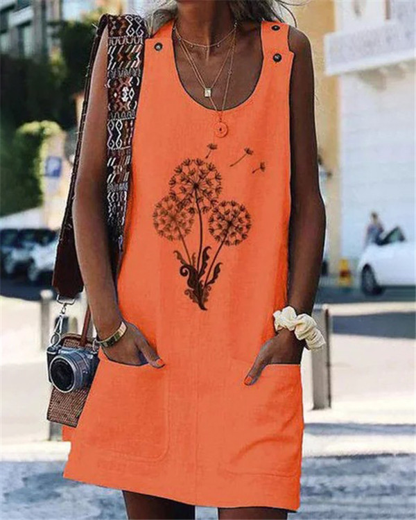 US$ 24.90 - Dandelions Sleeveless Round Neck Holiday Daily Fashion Mini ...