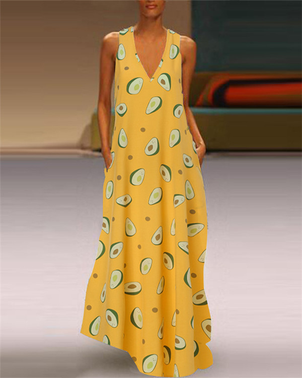 US$ 29.90 - Sleeveless Cute Avocado Holiday Daily Fashion Maxi Dresses ...